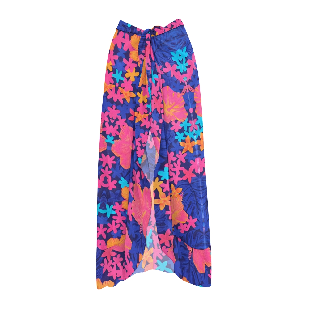 Women's Tropical Hibiscus Print Two-Piece Swimsuit with Skirt