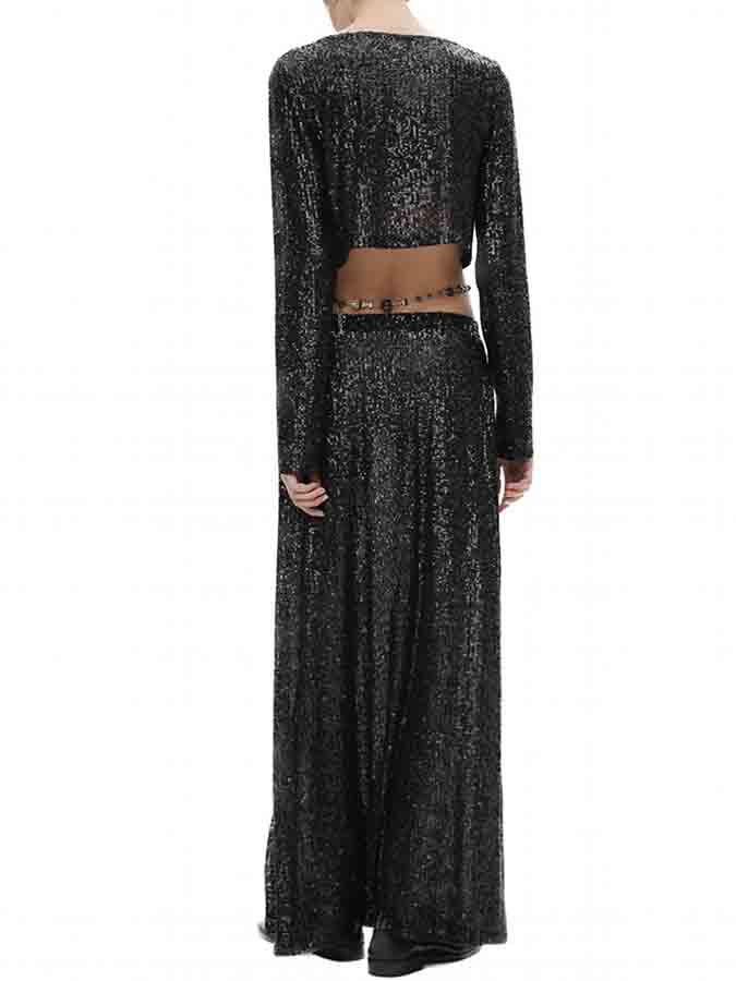 Sequin Stunning Long Sleeves Top and Skirt Sets