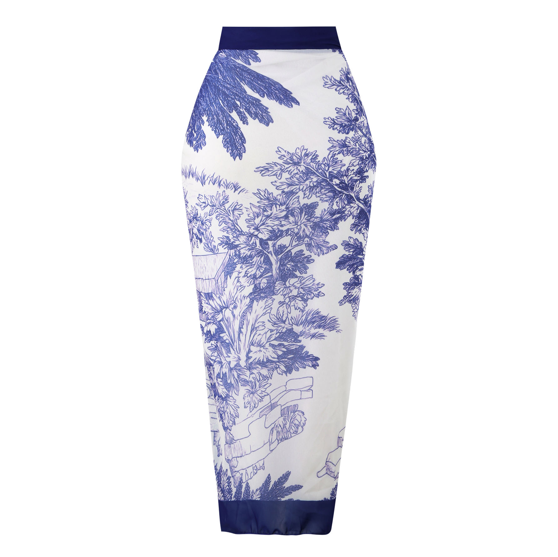 Women's Scenic Painting Print One-Piece Swimsuit and Matching Maxi Skirt