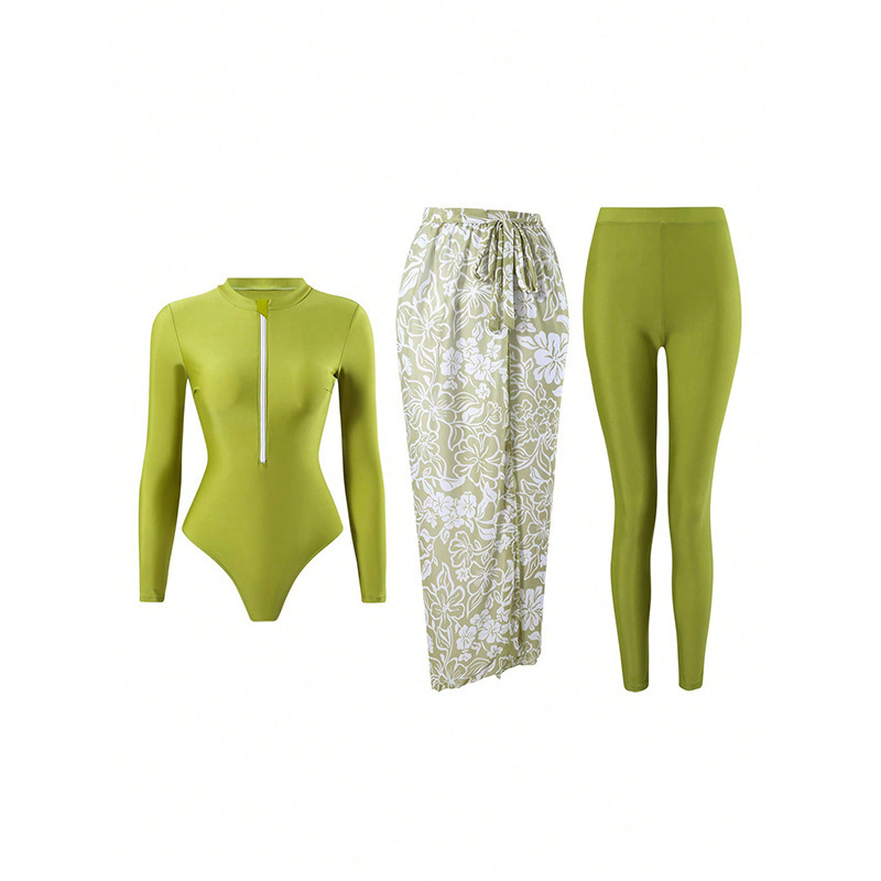 Women's Long Sleeve Sun Protective Swimsuit Set with Pants