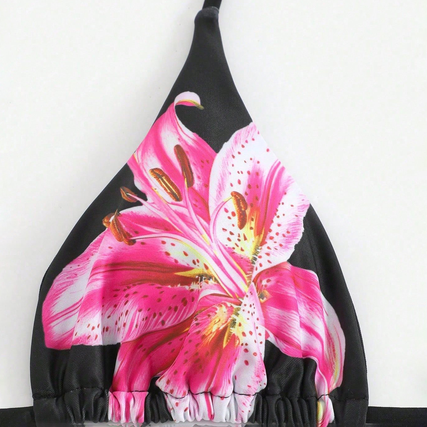 Women's Lily Print Bikini Set Two-Piece Swimsuit with Skirt