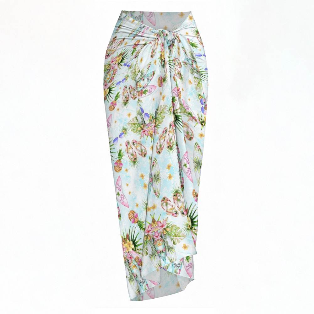 Tropical Island Swimsuit With Front Tie Sarong Set