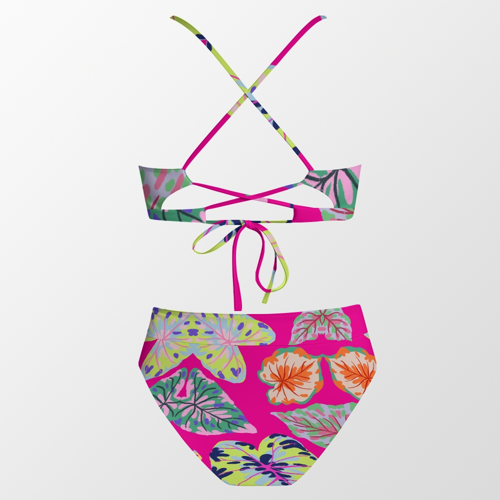 Tropical Floral Three-Piece Bikini Set