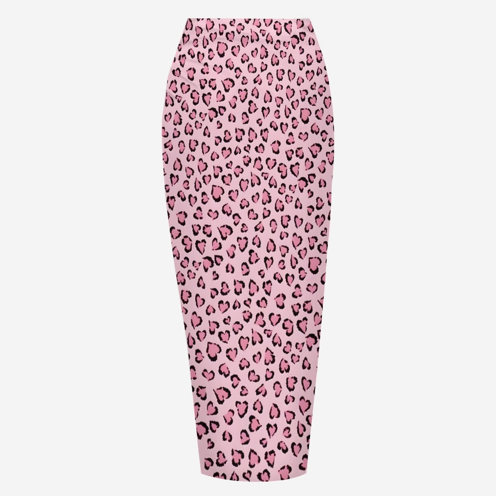 Strappy Wild Pink Leopard Two-Piece Bikini Set with Matching Sarong Skirt