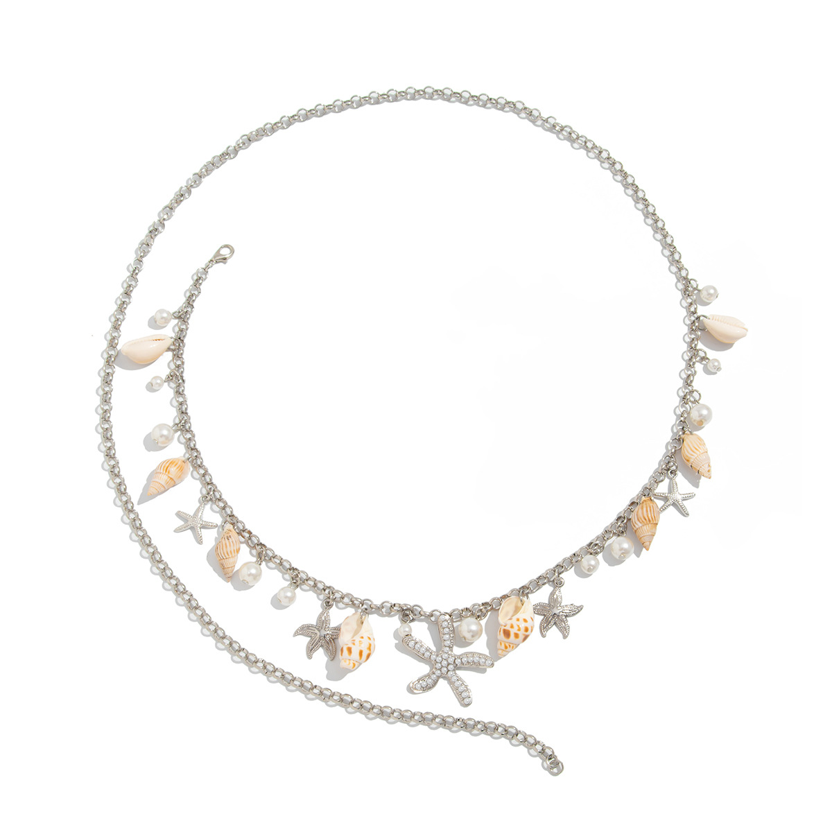 Ocean Style Gold Waist Chain Shell Starfish Pearl Pendant Summer Beach Jewelry for Women