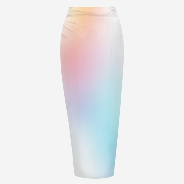 Long Pastel Gradient Tie Waist Sarong Skirt