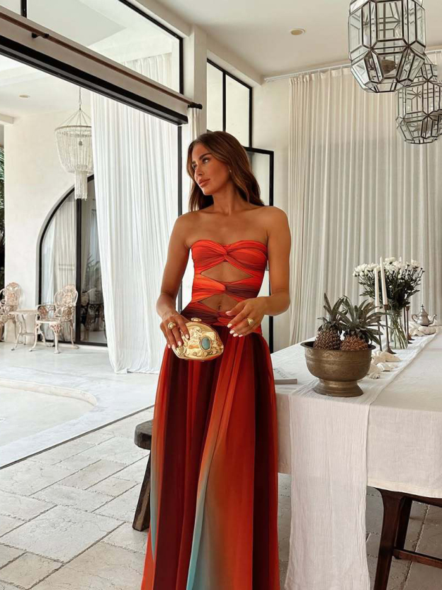 Printed Off-Shoulder Maxi Dress