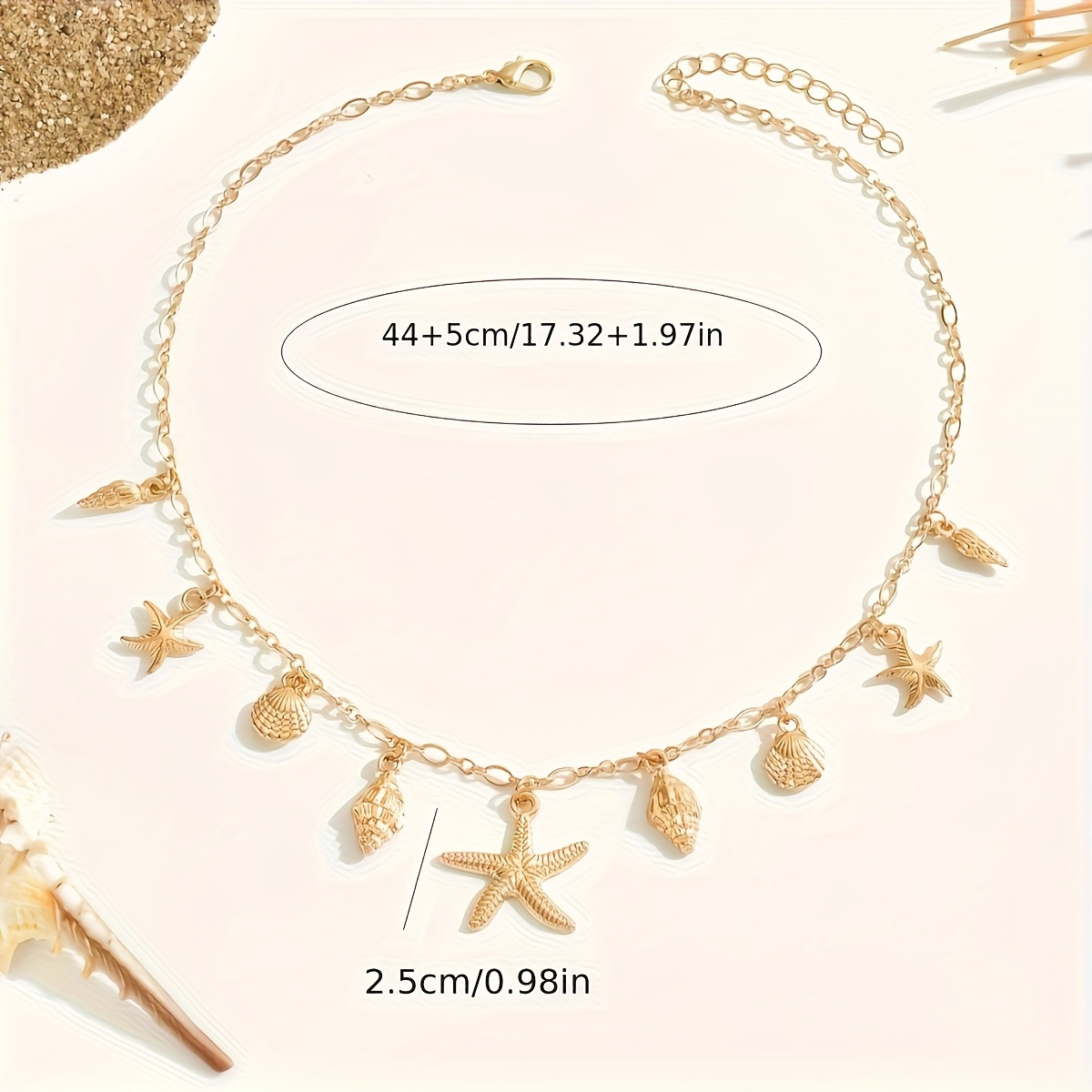 Ocean Style Gold Necklace Shell and Starfish Pendant Summer Beach Jewelry for Women
