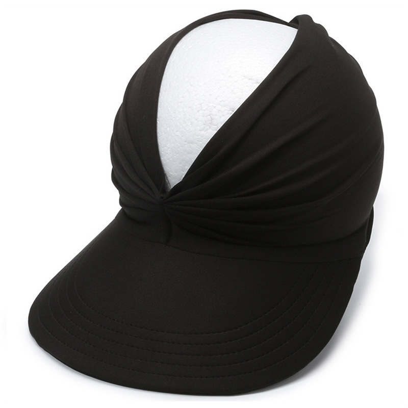 Fabric Sun Visor With Wide Brim Open Top and Solid Color Design Ideal for Beach Styling