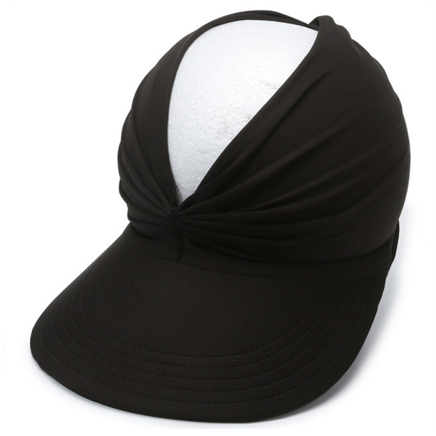 Fabric Sun Visor With Wide Brim Open Top and Solid Color Design Ideal for Beach Styling