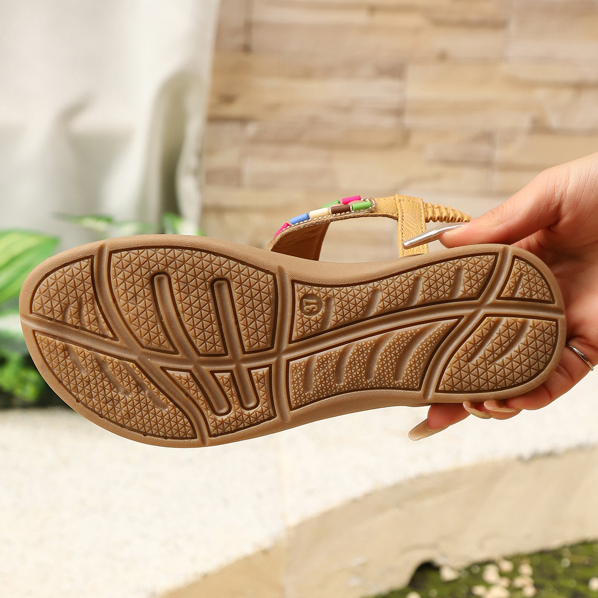 Bohemian Beaded Multicolored Thong Toe Flat Roman Gladiator Beach Sandals