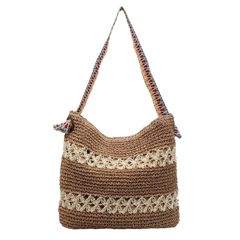 Boho-Chic Woven Straw Commuter Beach Tote Bag