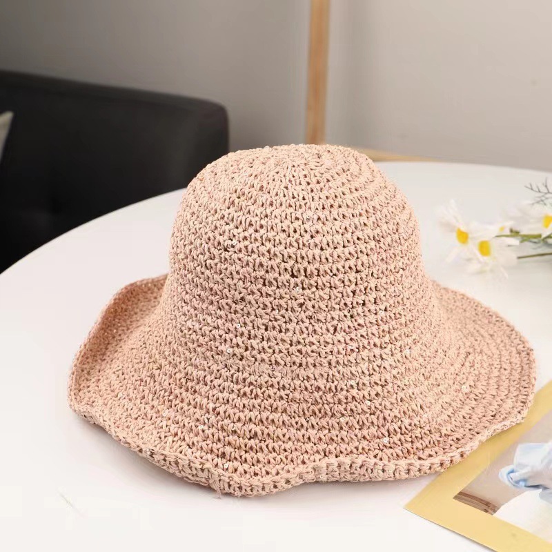 Straw Sun Hat With Wide Brim Round Crown and Natural Weave Texture Ide