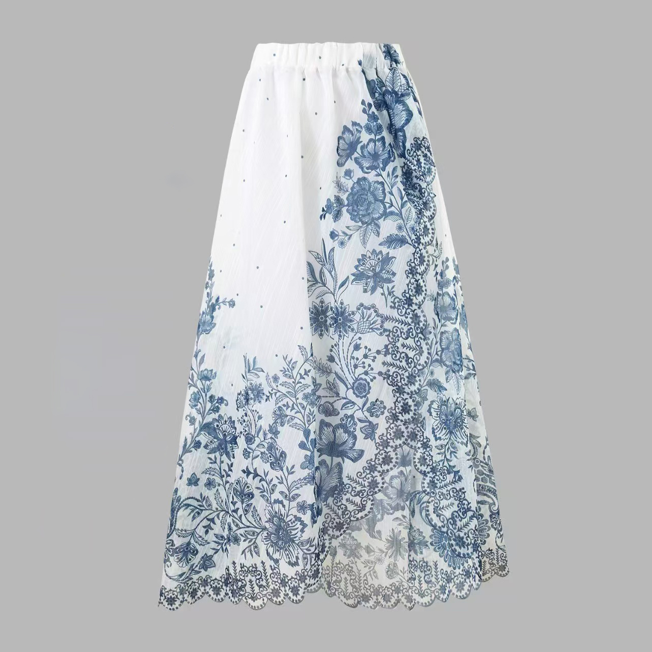 Blue & White Chinoiserie Vintage One-Piece Swimsuit and Maxi Cover-Up