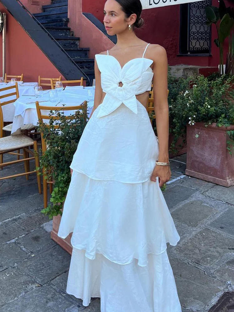 3D Flower Layered Sleeveless Suspender Dress