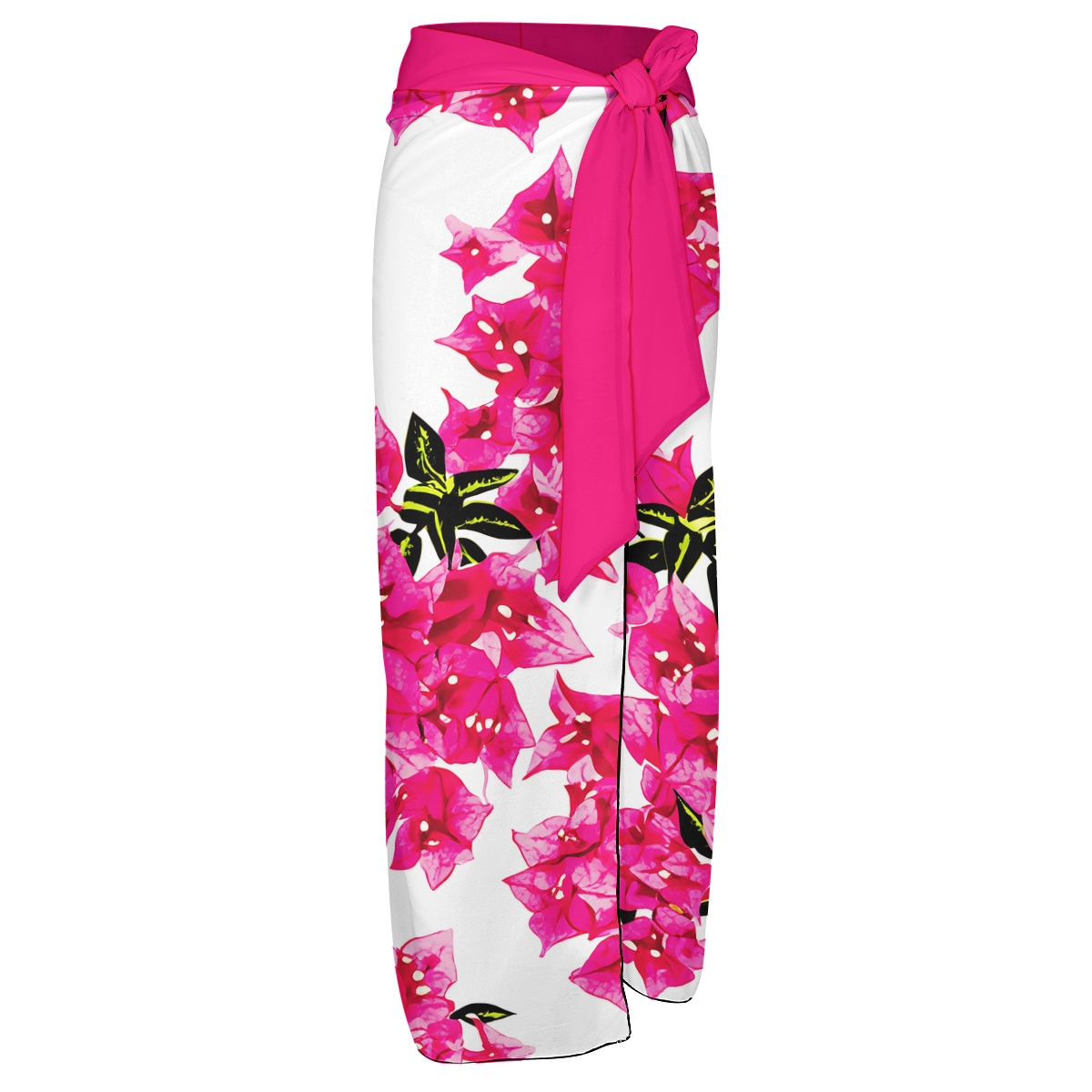 Bougainvillea Print Ruffled One Piece Swimsuit and Wrap Sarong Set