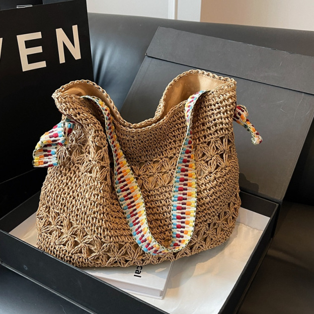 Boho-Chic Woven Straw Commuter Beach Tote Bag
