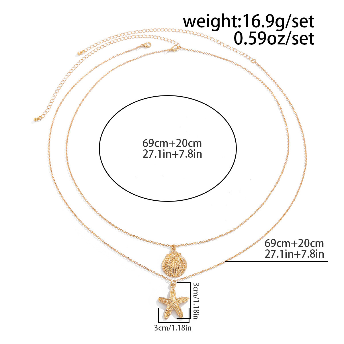 Ocean Style Gold Waist Chain Set Shell and Starfish Pendant Beach Jewelry for Women