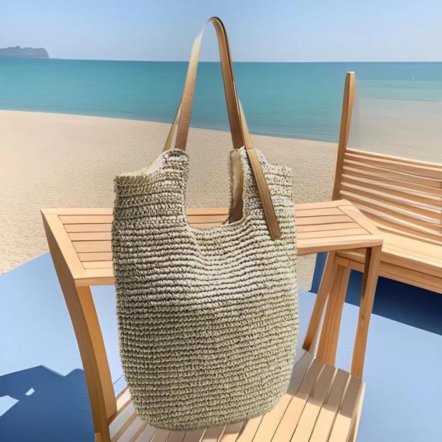 Minimalist Handwoven Shoulder Bag - Versatile Large Capacity Beach Tote