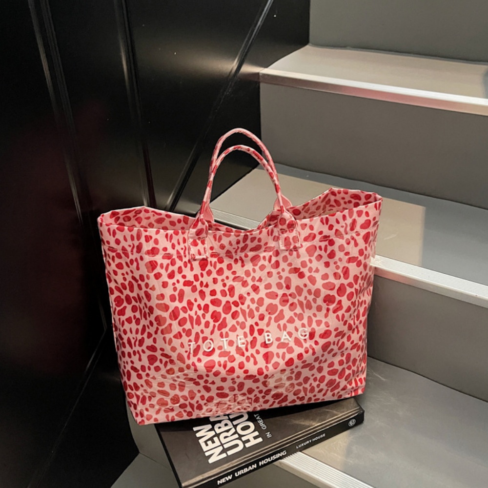 Large-Capacity Leopard-Print Tote Bag with Letter Print Beach Jelly Bag