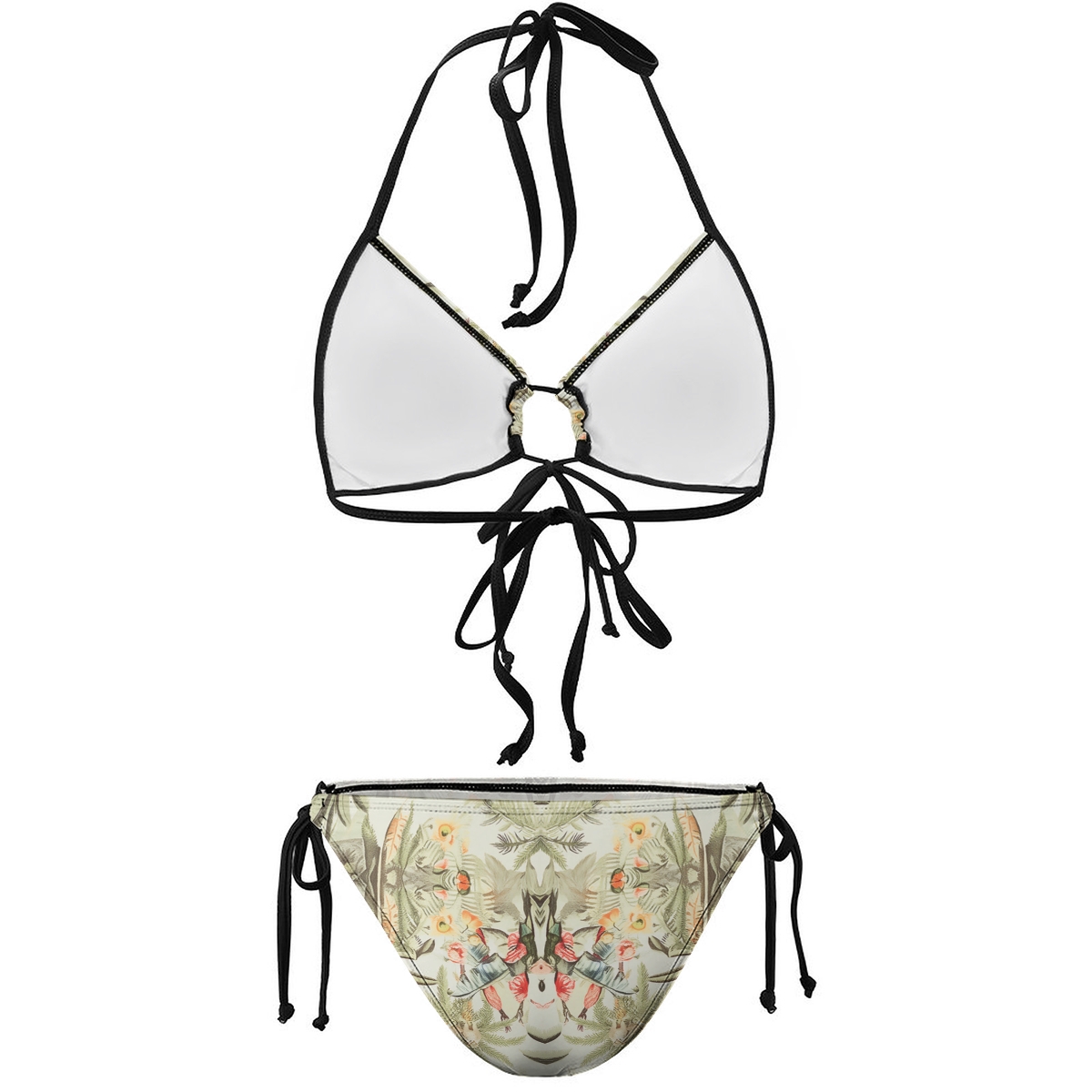 Tropical Floral 3-Piece Bikini Swimsuit with Matching Cover-Up and Wrap Skirt