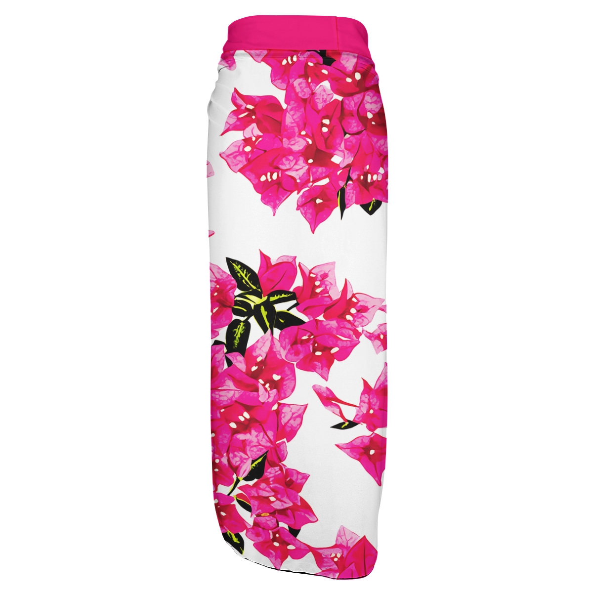 Bougainvillea Print Ruffled One Piece Swimsuit and Wrap Sarong Set