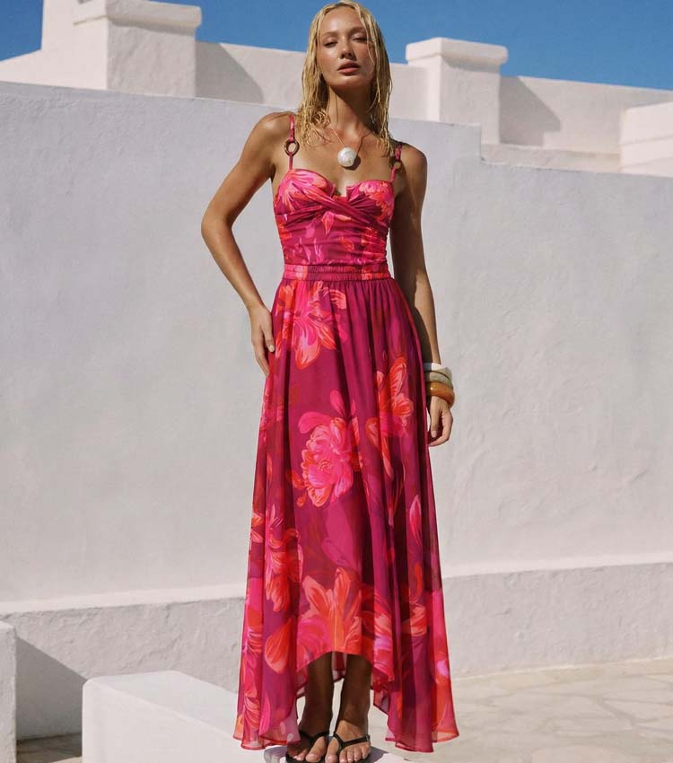 Sling Abstract Floral Print One Piece and Skirt