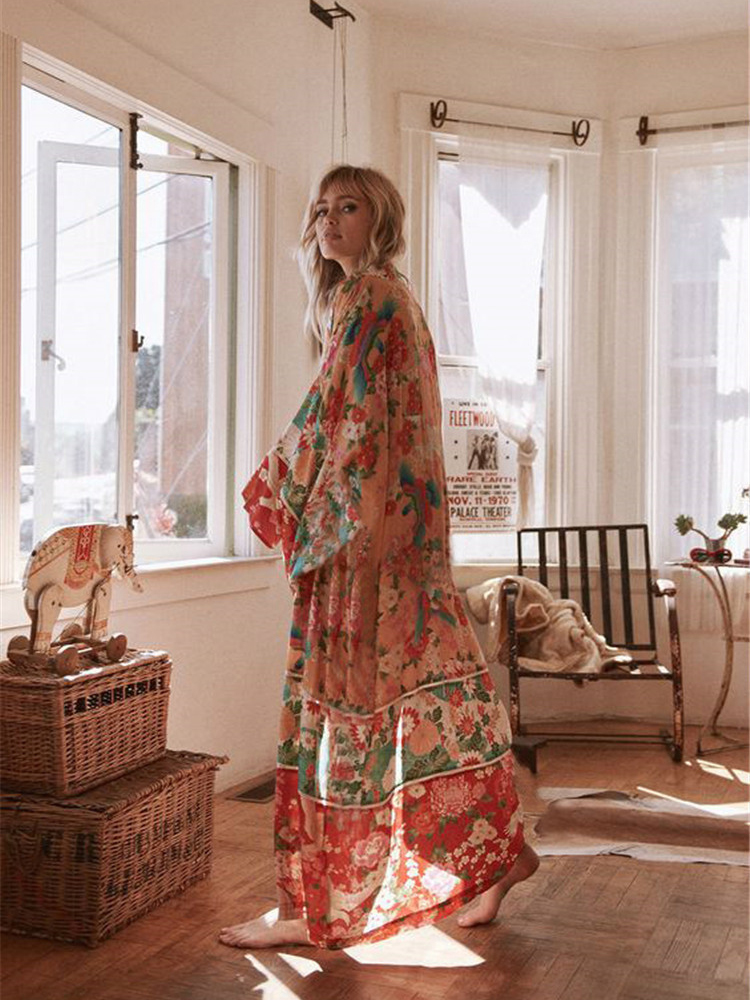 Chiffon Printed Cover Up Vacation Bikini Sunscreen Shirt