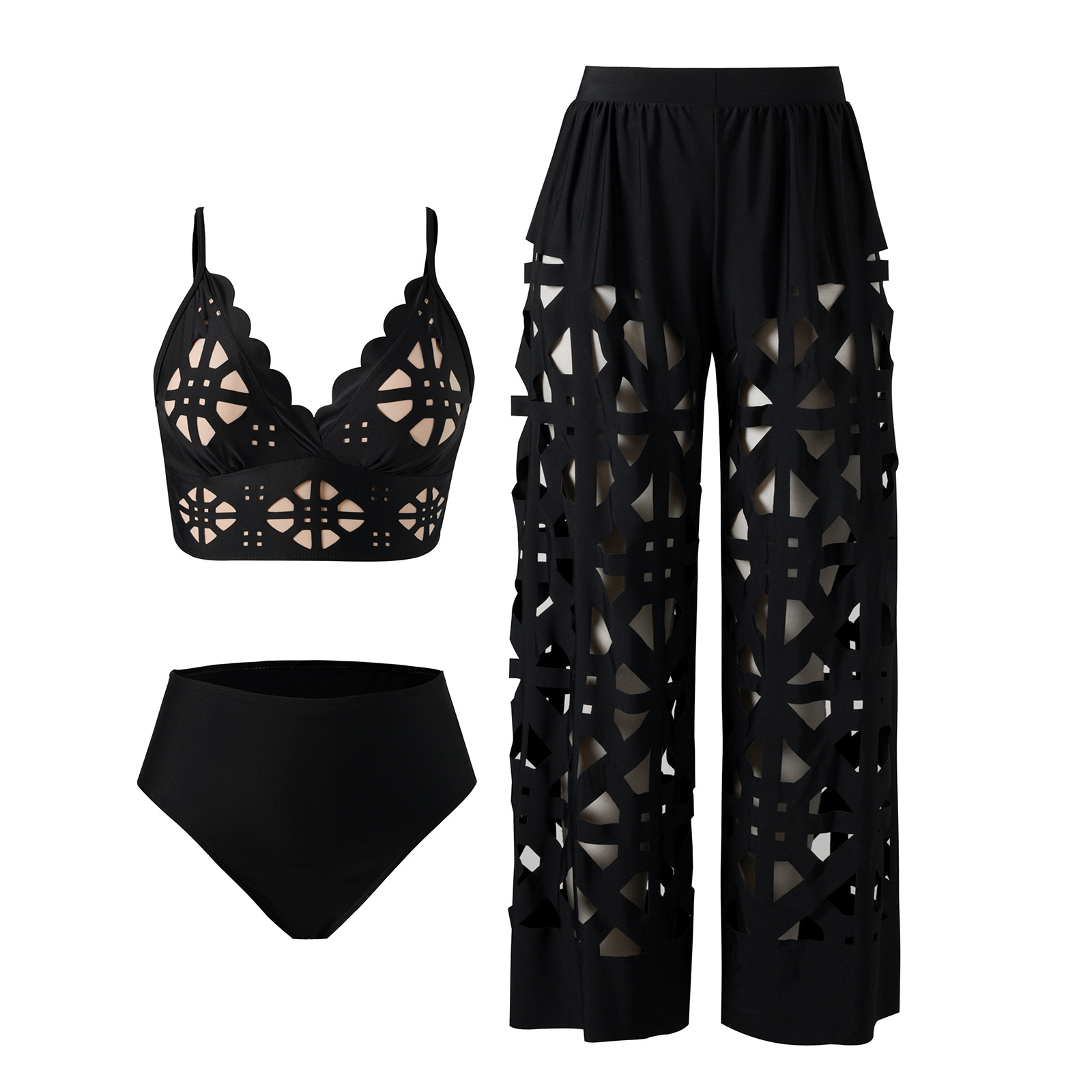 Women's 2026 New Cut-Out Bikini Set Two-Piece Swimsuit with Pants