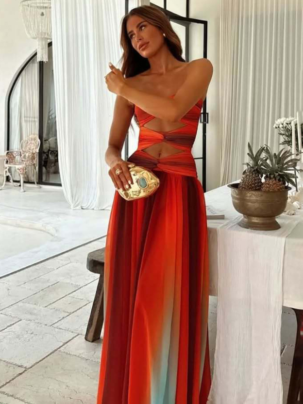 Printed Off-Shoulder Maxi Dress