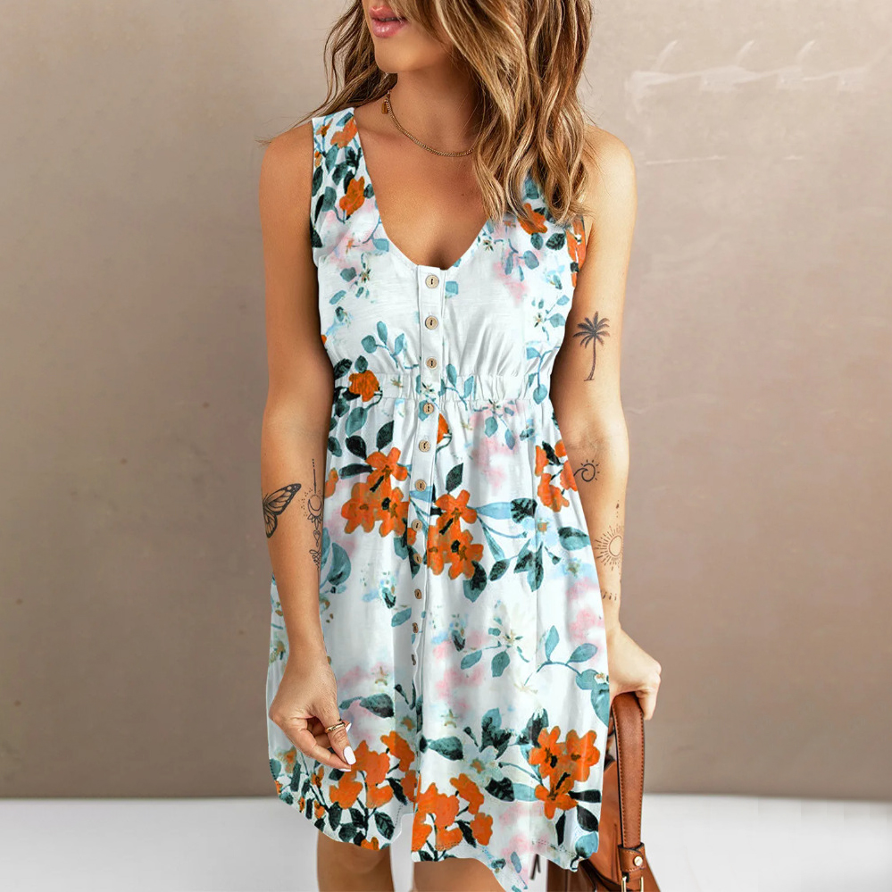 Sleeveless Floral Print Dress