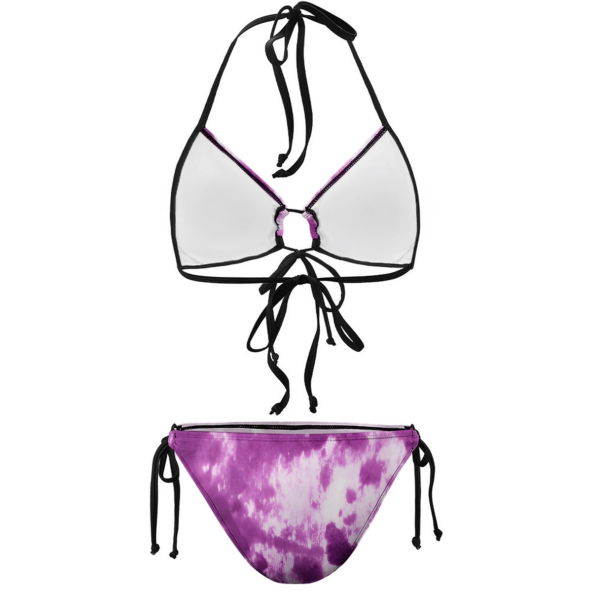 Women's Sporty Chic Bikini Two Piece Set with Halter Neck and Contrast Edging