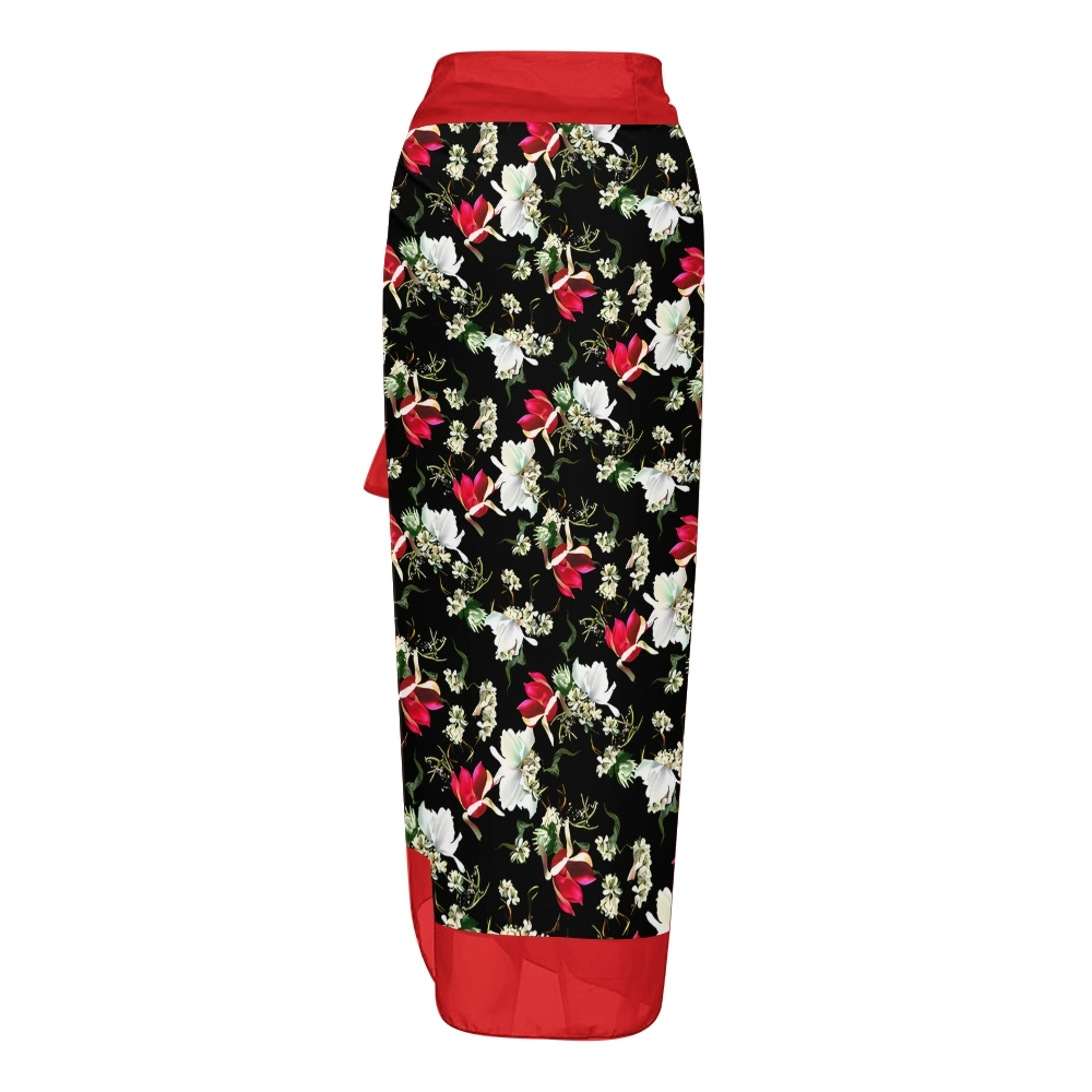 Classic One Piece Swimsuit with Adjustable Shoulder Ties and Wrap Skirt Set