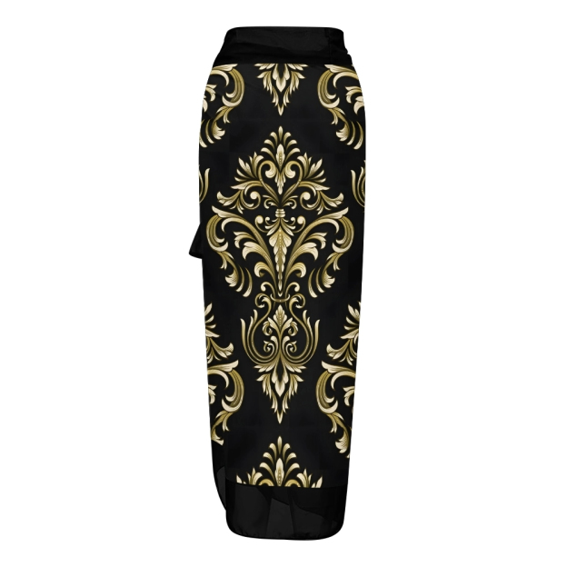 Women's Printed Ethnic Inspired Baroque Swimwear Set for Women Floral One Piece and Tie Waist Skirt