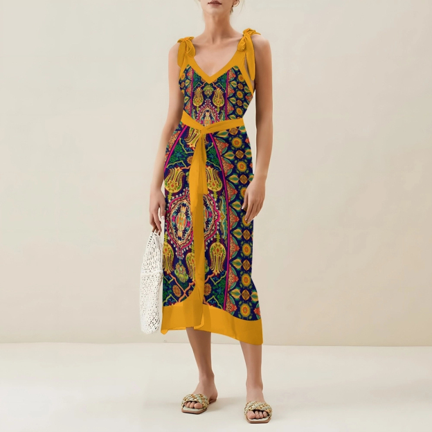 Women's Mandala Print One Piece Baroque Swimsuit with Matching Wrap Skirt Set