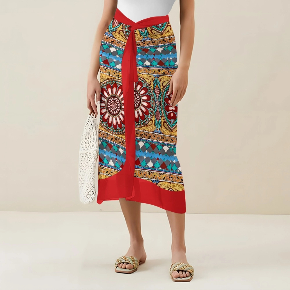 Women's Deep V Neck Geometric Print One Piece Swimsuit Set