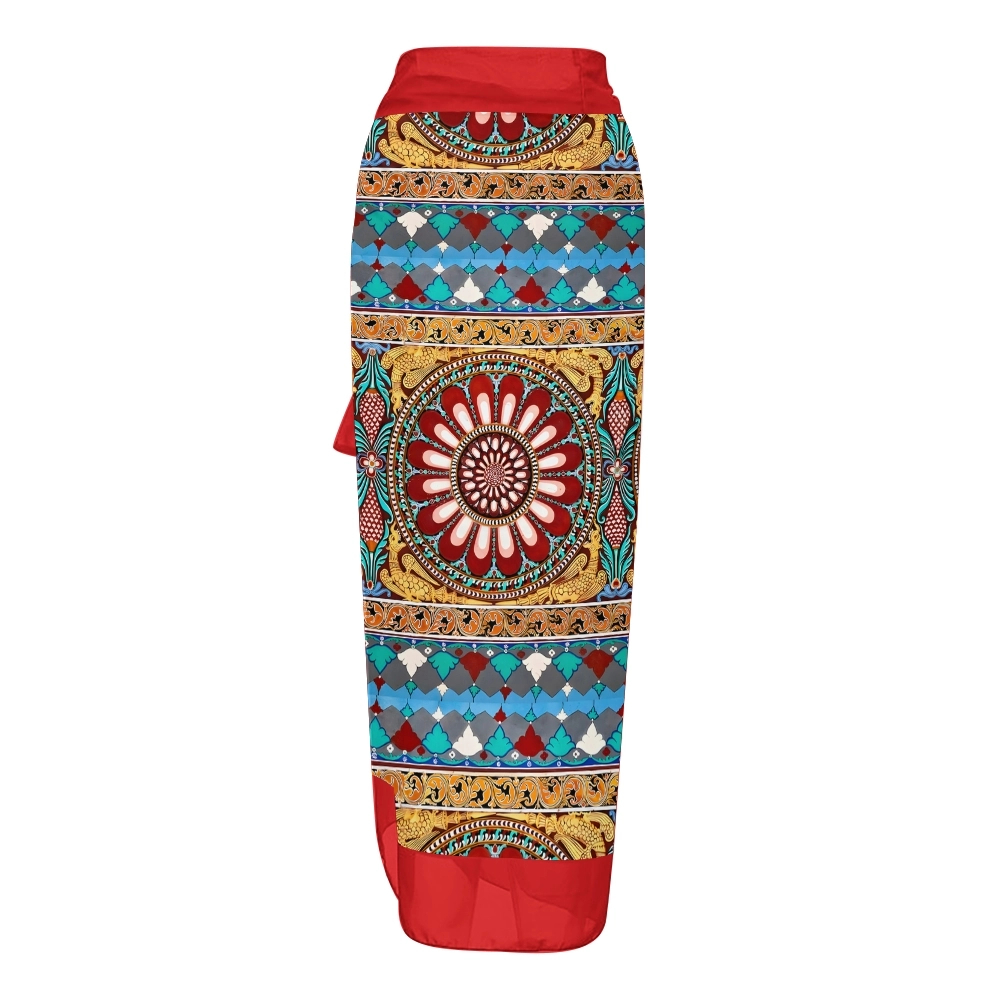 Women's Deep V Neck Geometric Print One Piece Swimsuit Set