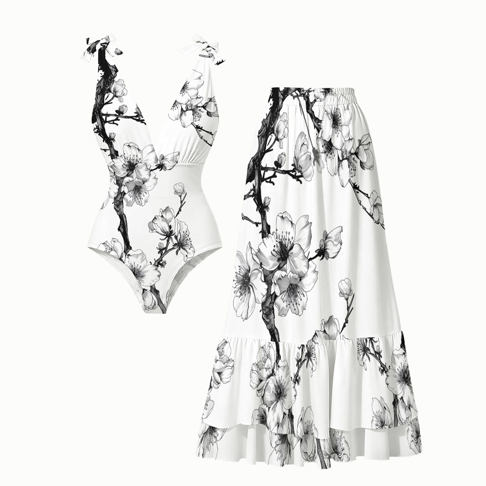 Oriental Ink Blossom One-Piece Set