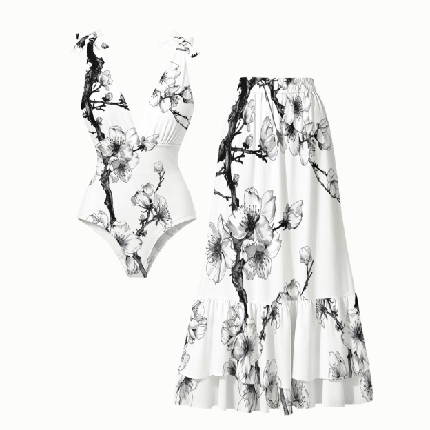 Oriental Ink Blossom One-Piece Set