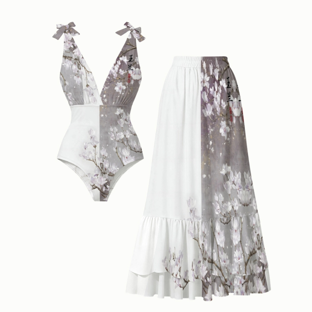 Oriental Magnolia Ink Wash One-Piece Set