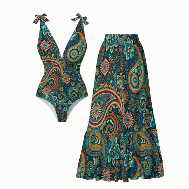 Boho Paisley Ethnic One-Piece Set
