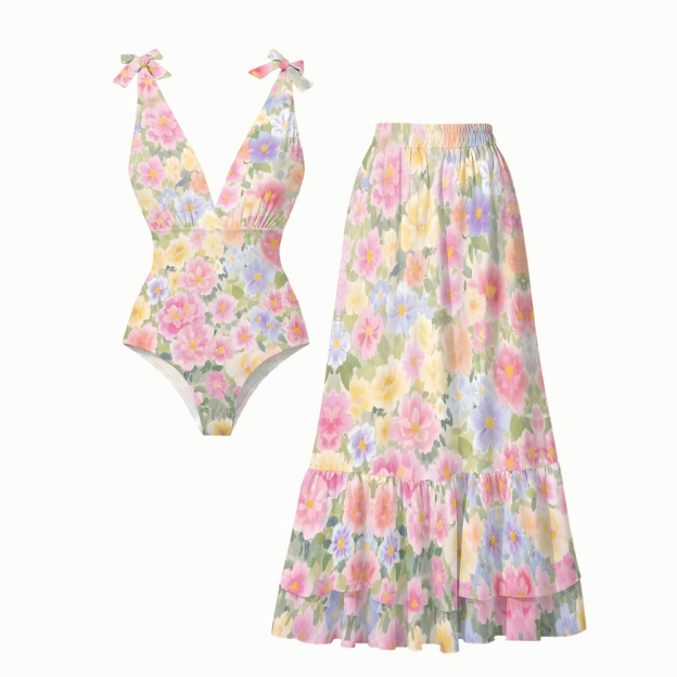 Pastel Floral One-Piece Set