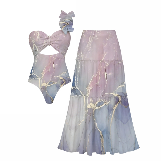 Artistic Marble One-Piece Set