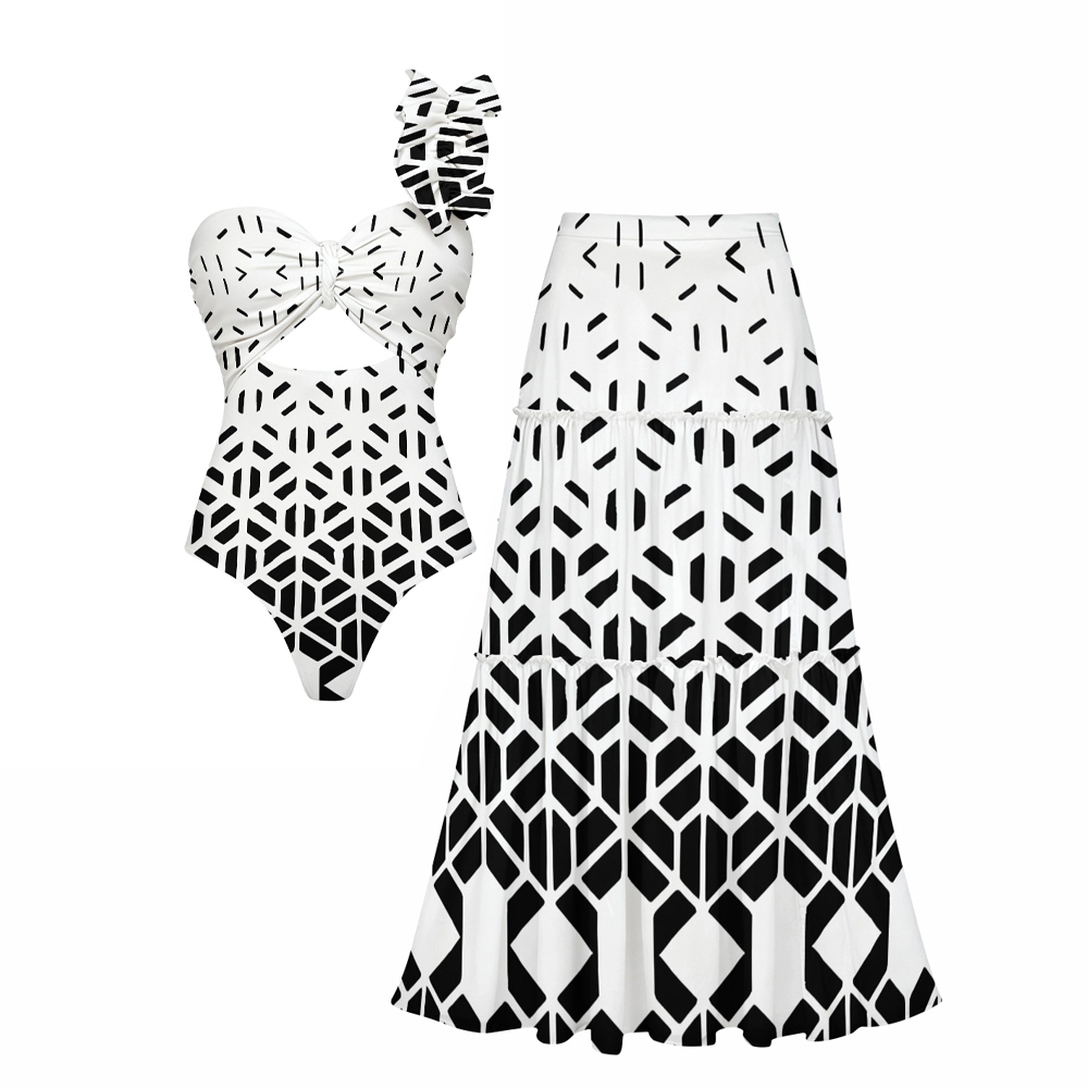 Geometric Hexagon One-Piece Set