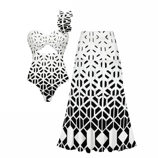 Geometric Hexagon One-Piece Set