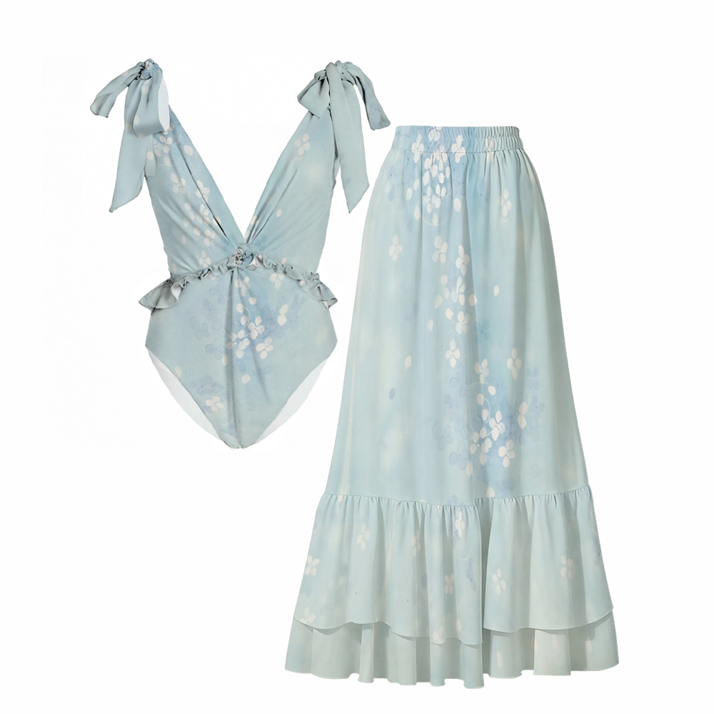 Ruffled Pastel One-Piece Set