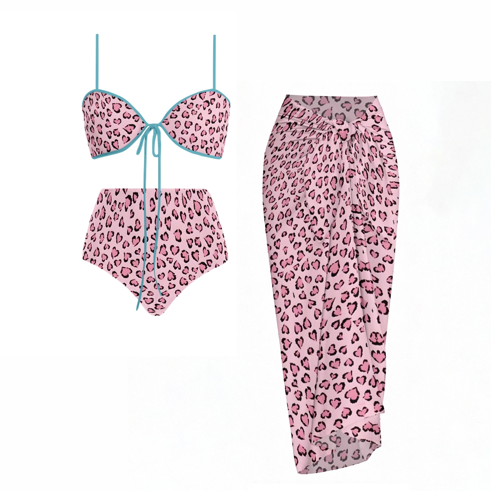 Strappy Wild Pink Leopard Bikini Set