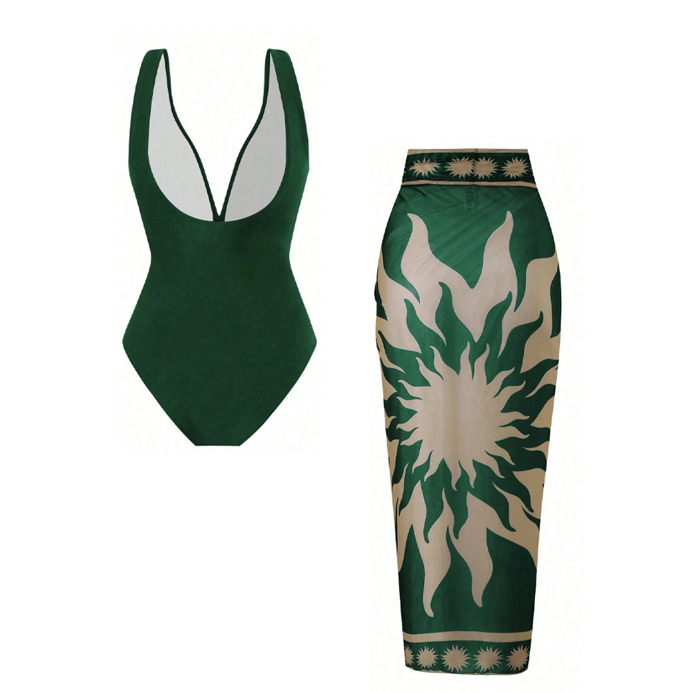 Vintage-Inspired Slimming One-Piece Set