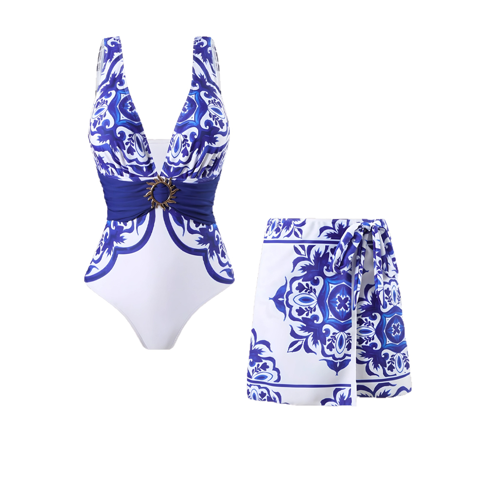 Vintage Print One-Piece Set