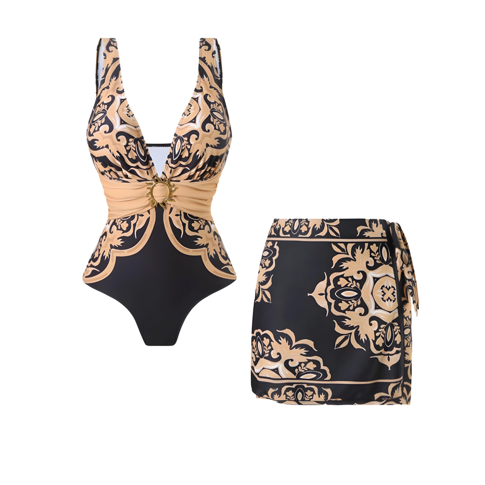 Vintage Print One-Piece Set